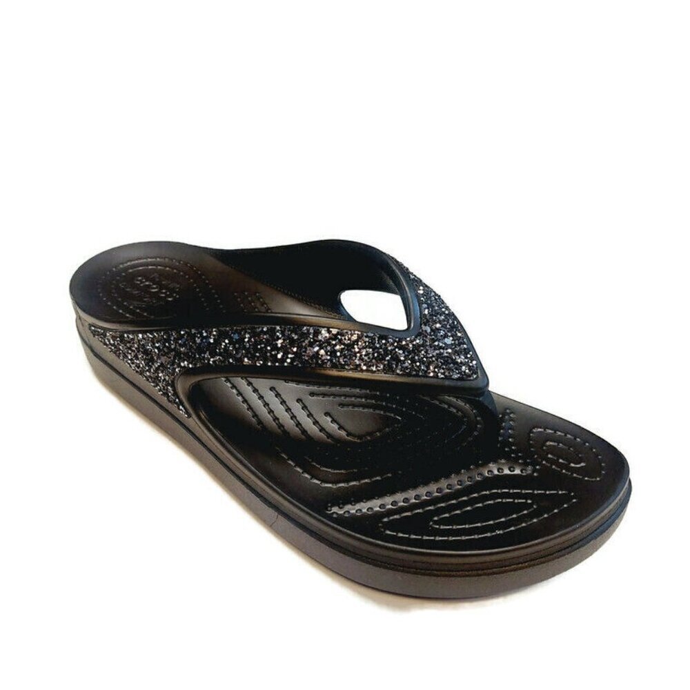 CROCS Sloane Glitter Wedge Flip Flops Womens Size 9 Lightweight Slip On Sandals - Picture 1 of 9